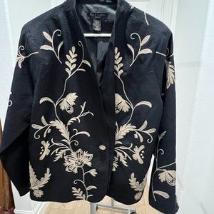 Black Silkland Jacket   with Beige Embroidered